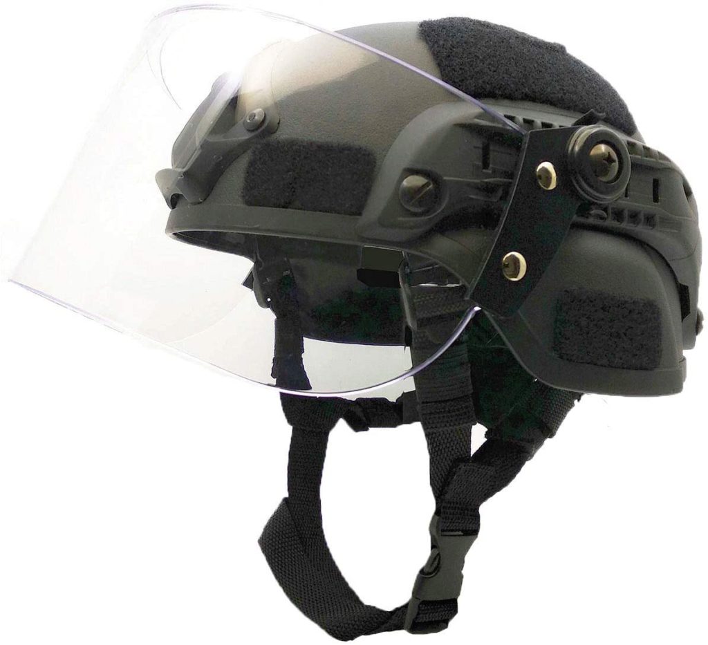 Airsoft-MICH-2000-ACH-Tactical-Helmet-with-Clear-Visor-NVG-Mount-and-Side-Rail