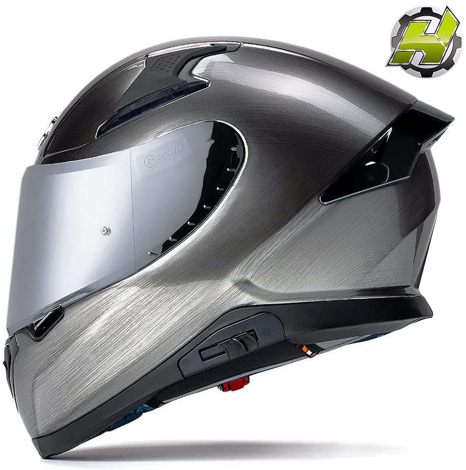 HAX Full Face Motorcycle Helmet with Dual Rear Wing, Motorbike Street Bike Helmet with Pinlock Ready Plastic Nails for Adult,DOT Approved