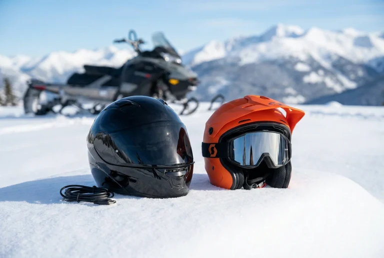 509 and Klim snowmobile helmets in the snow