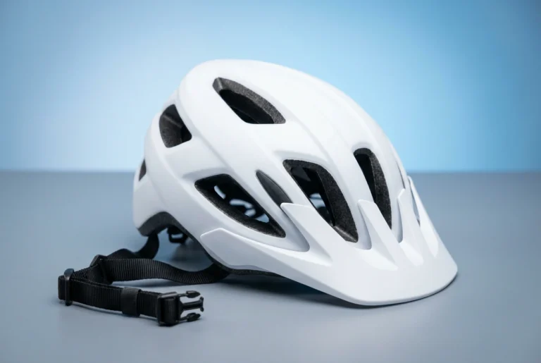 Modern bike helmet in a clean test-lab setting
