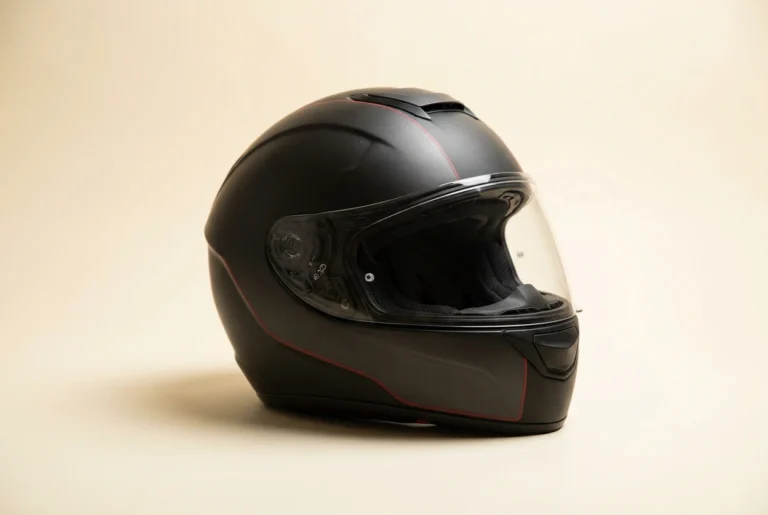 Full-face motorcycle helmet studio shot