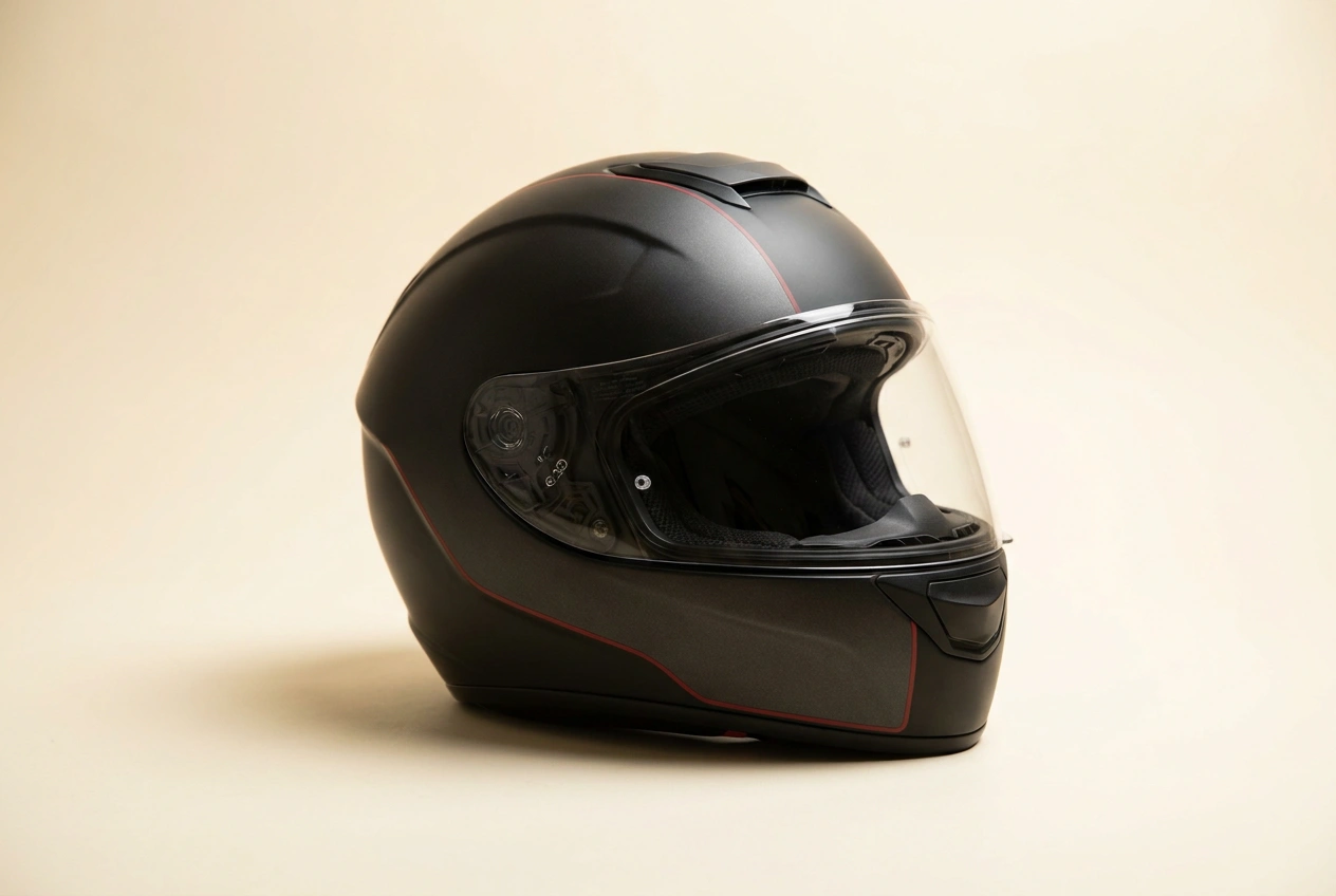 Full-face motorcycle helmet studio shot